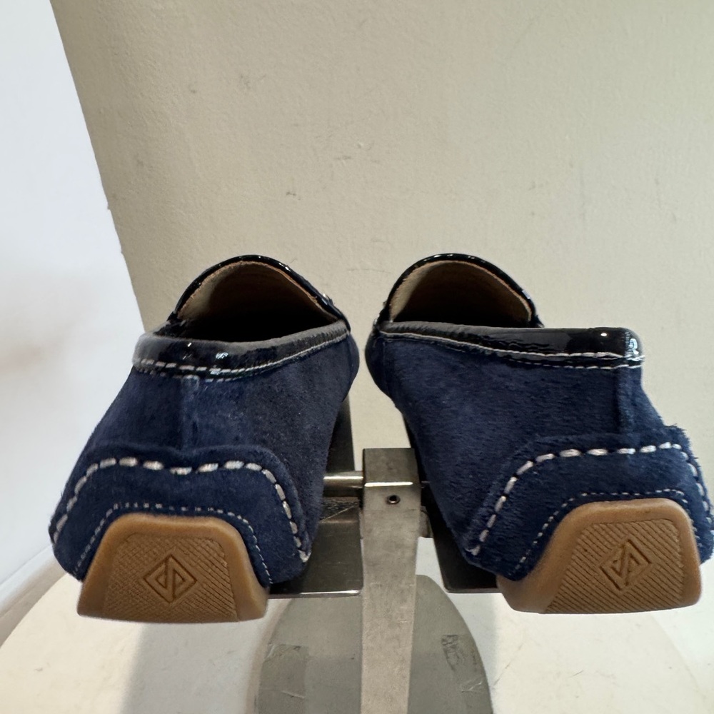 Donald J. Pliner Navy Suede Bit Loafers with Silver-Tone Hardware - Picture 4 of 9
